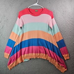 United Colors of Benetton Knit Top‎ Women 3XL Asymmetrical Hem Colorful